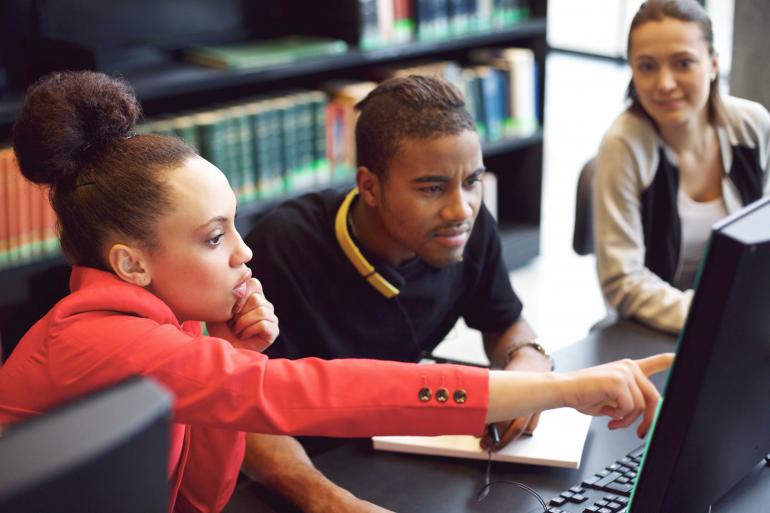 students at computer