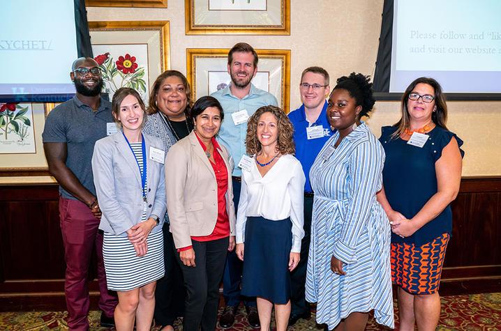 CHET team and community members at the September 2019 kickoff. Front row: Laurie McLouth, Shyanika Rose, Nancy Schoenberg, Ariel Arthur, Carrie Oser. Back row: Myles Moody, Vivian Lasley-Bibbs, Matthew Rutledge and Philip Westgate. Ben Corwin l UK Photo