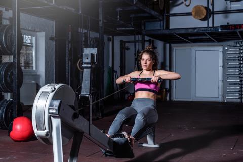 Middle aged women working out.