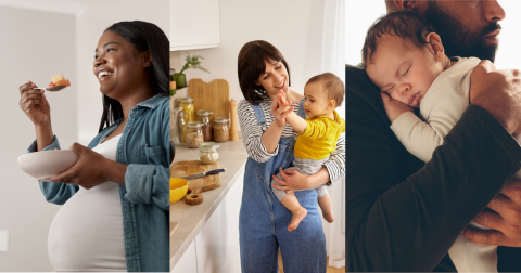 Caregivers taking care of their children. 