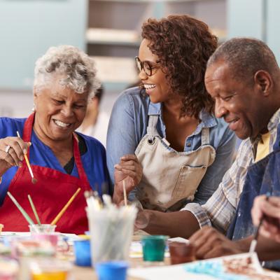 Family at a painting class 